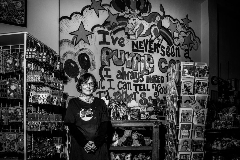 Katie Murray owner of Purple Cow Toys in Astoria,