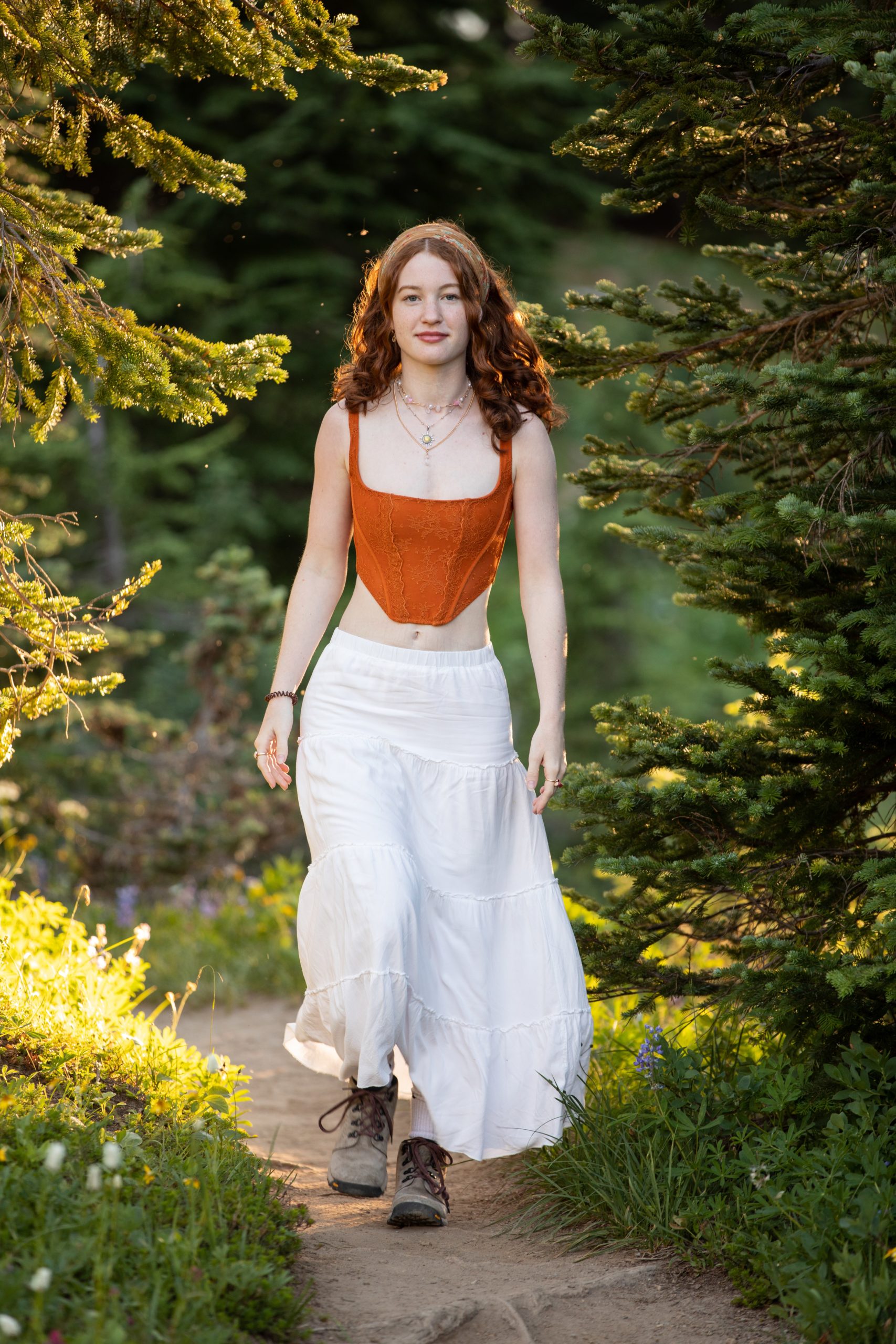 Powerful MOUNT RAINIER SENIOR PORTRAITS, Walking on a Trail in mount Rainer Park Strong and confident 